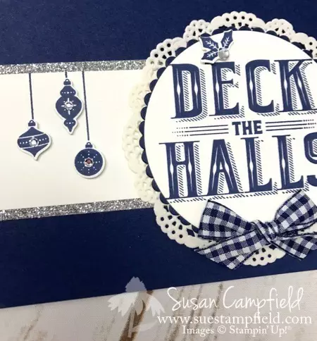 Carols of Christmas Deck The Halls Navy & White Gingham - 4