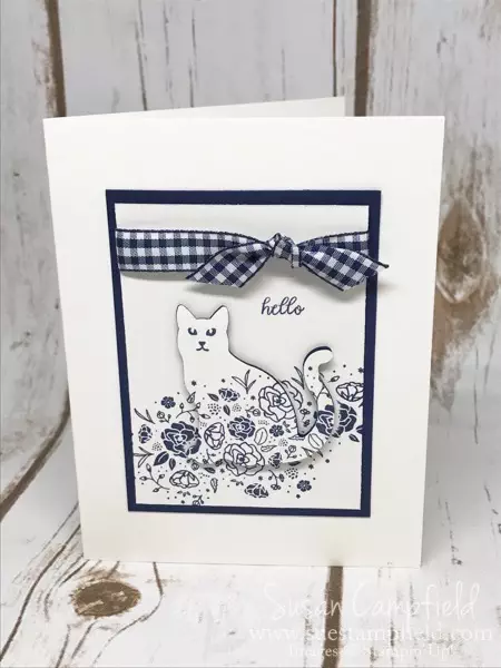 Floral Spooky Cat with Wood Words Navy - 9