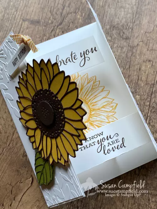 Sunflower Floating Gatefold Card0000