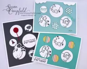 Stampin Up! Counting Sheep with Picture This Dies for cute birthday and baby cards